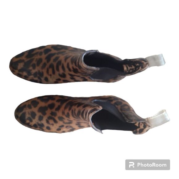 J. Crew Pull On Leopard Short Chelsea Rain Boots Cheetah Animal Print - Picture 3 of 5